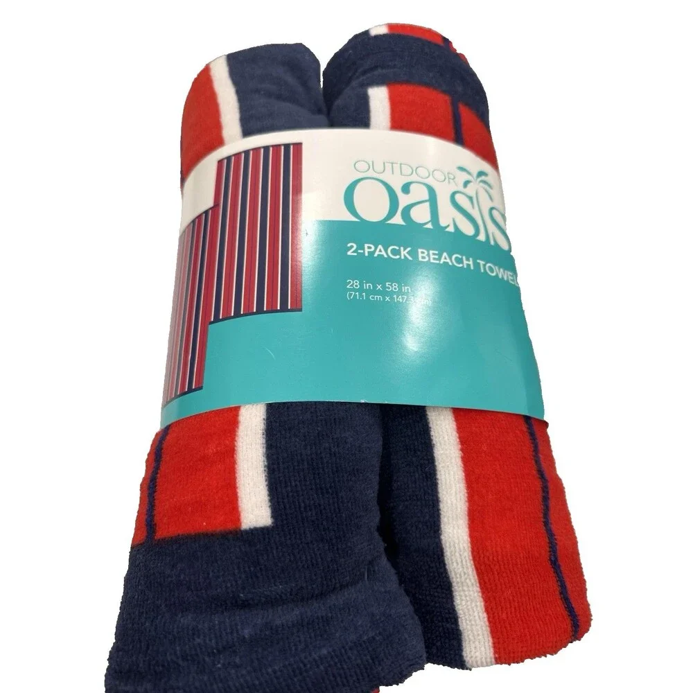 Oasis Outdoor 2-Pack Beach Towel 28 in x 58 in Multi Color